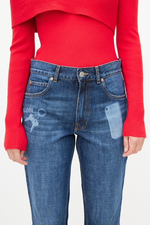 Martine Rose Navy Dark Wash Trompe L'oeil Denim Jeans