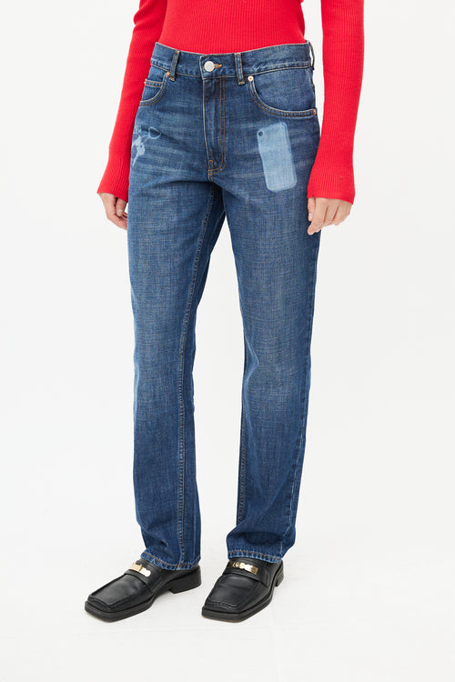 Martine Rose Navy Dark Wash Trompe L'oeil Denim Jeans