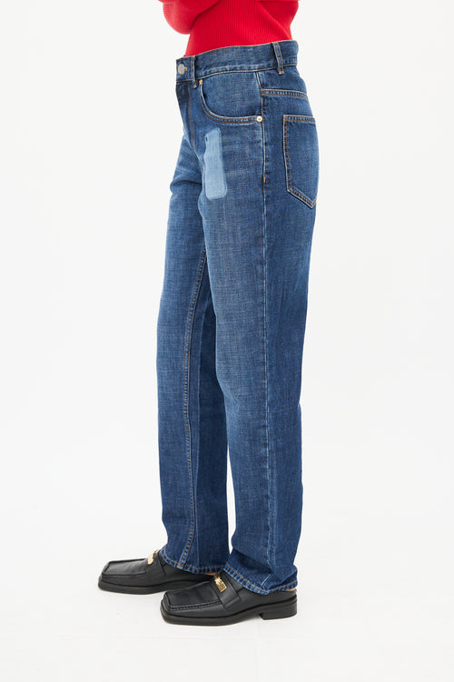 Martine Rose Navy Dark Wash Trompe L'oeil Denim Jeans