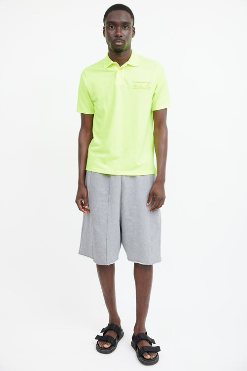 Martine Rose Neon & Blue Green Logo Polo