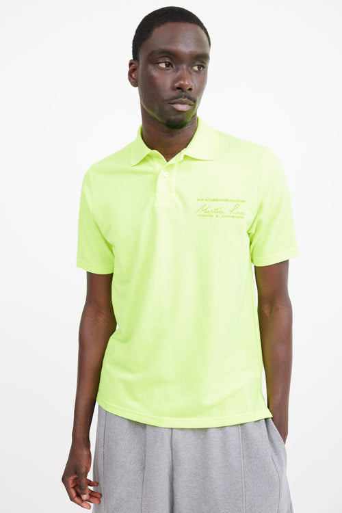 Martine Rose Neon & Blue Green Logo Polo