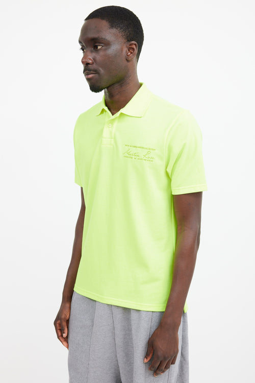 Martine Rose Neon & Blue Green Logo Polo