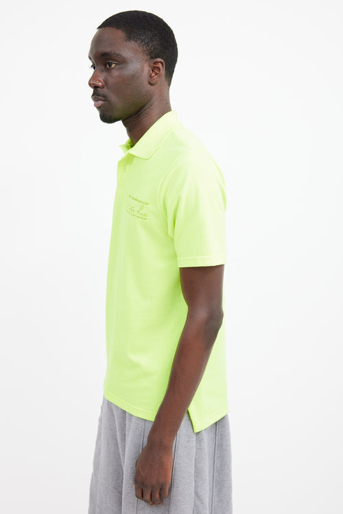 Martine Rose Neon & Blue Green Logo Polo