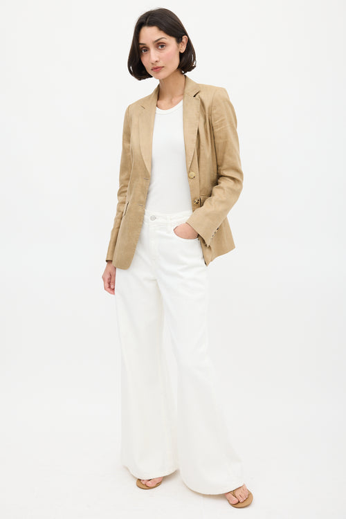 Max Mara Brown Linen & Silk Two Pocket Blazer