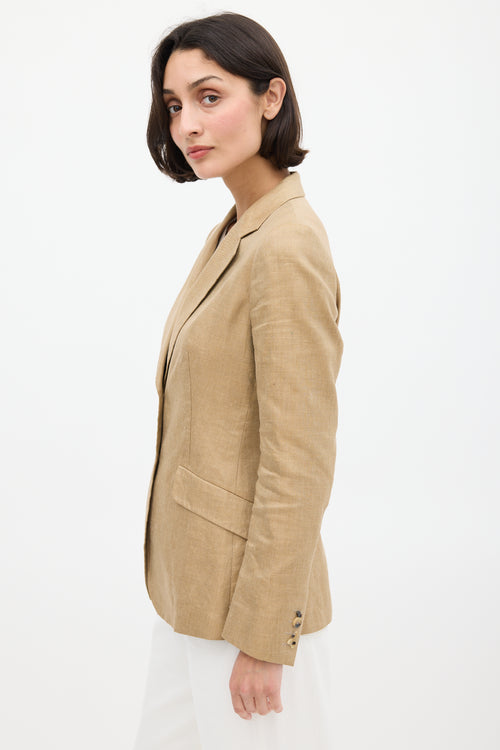 Max Mara Brown Linen & Silk Two Pocket Blazer