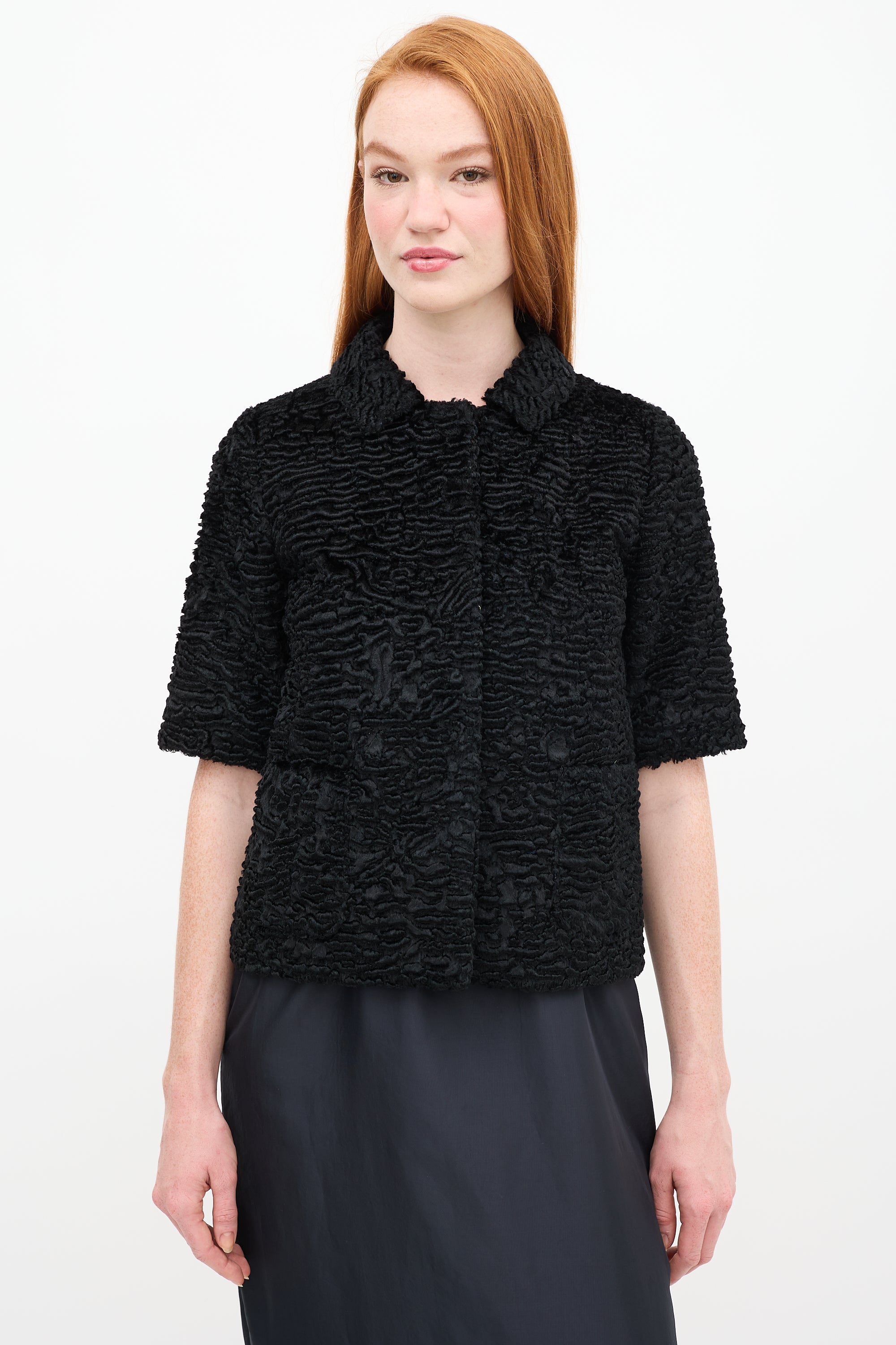 Max Mara Black Faux Fur Jacket