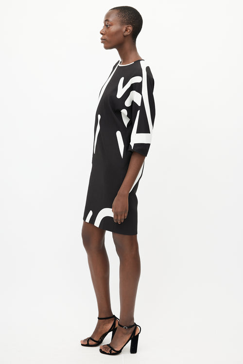Max Mara Black & White Print Dress