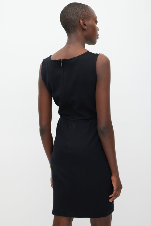 Max Mara Black & White Striped Sheath Dress