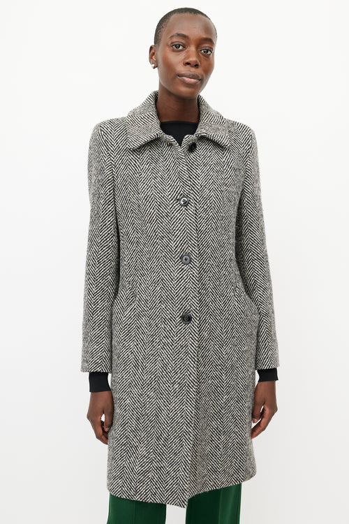 Max Mara Black & White Tweed Coat