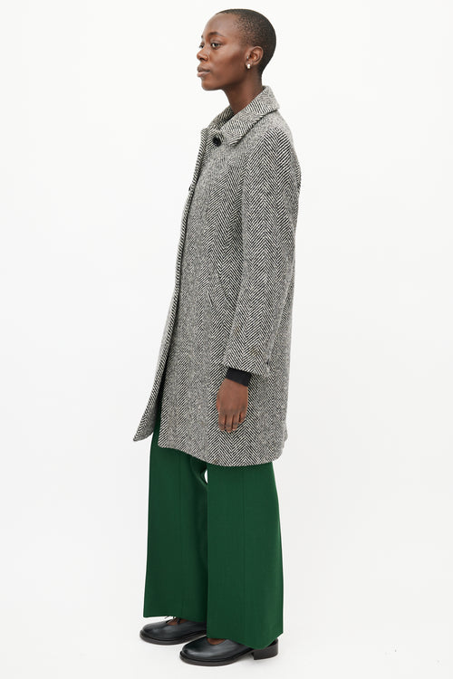 Max Mara Black & White Tweed Coat