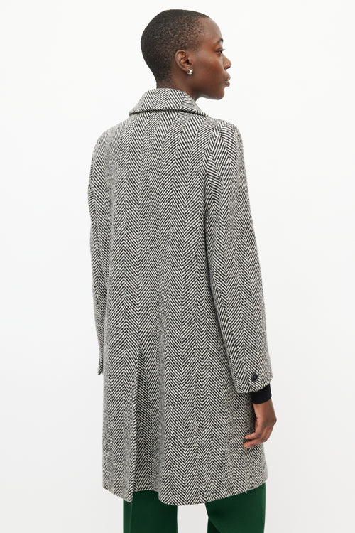 Max Mara Black & White Tweed Coat