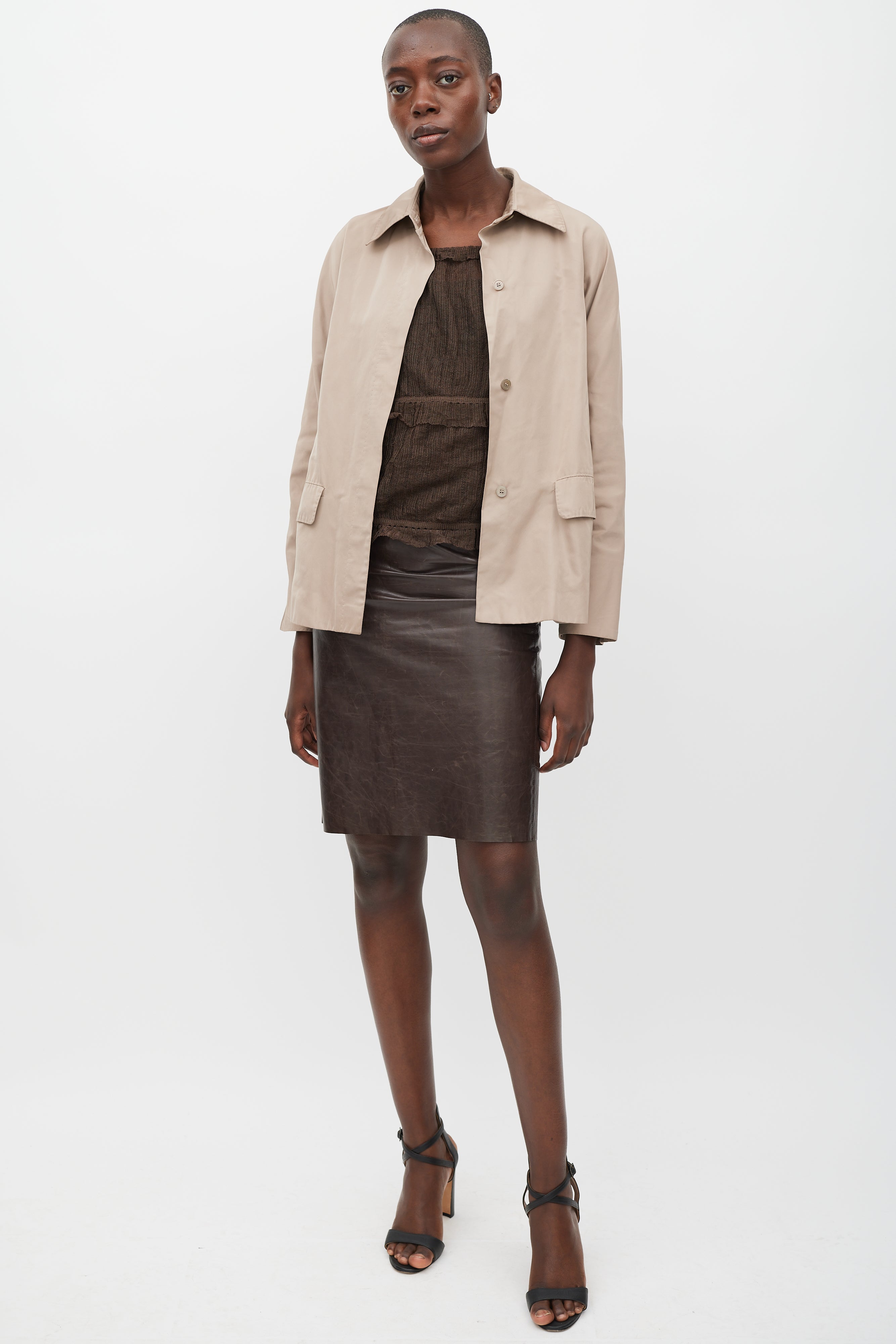 Max Mara Brown Silk Two Pocket Jacket