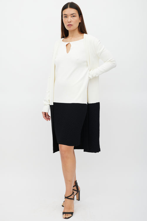 Max Mara Cream & Black Knit Cardigan Dress Co-Ord Set