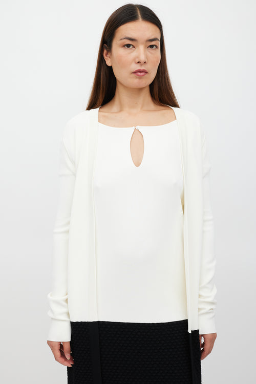 Max Mara Cream & Black Knit Cardigan Dress Co-Ord Set