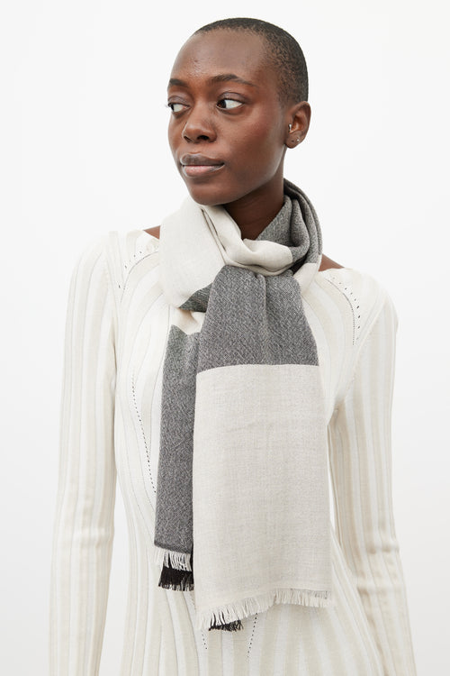 Max Mara Cream & Black Plaid Scarf