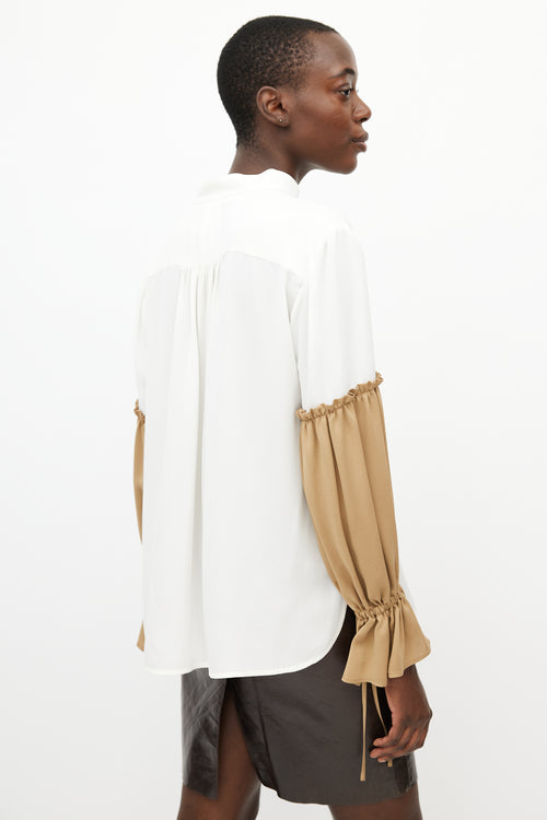 Max Mara Cream & Brown Silk Top