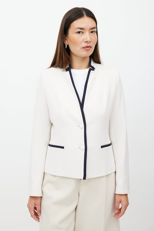 Max Mara Cream & Navy Trim Blazer