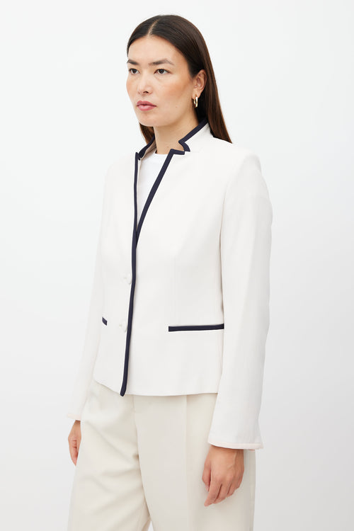 Max Mara Cream & Navy Trim Blazer