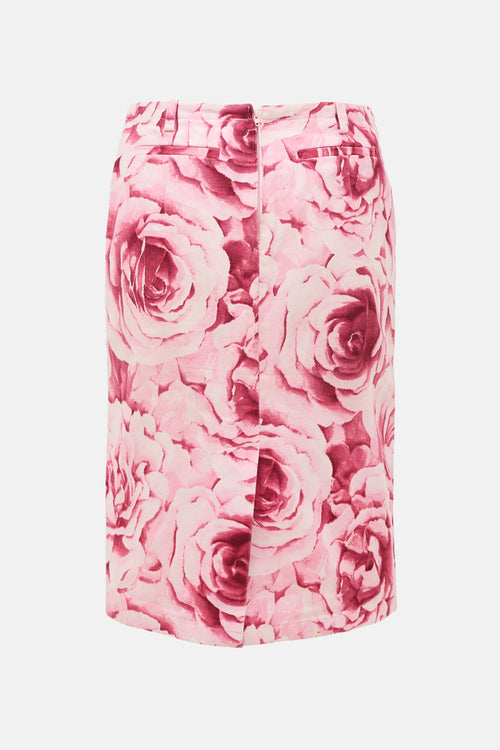 Max Mara Denim Floral Skirt
