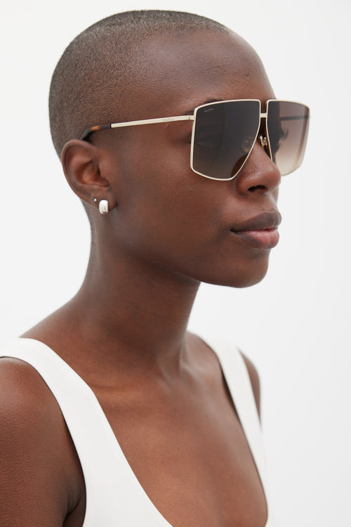 Max Mara Gold & Brown Angular MM0062 Lee Sunglasses
