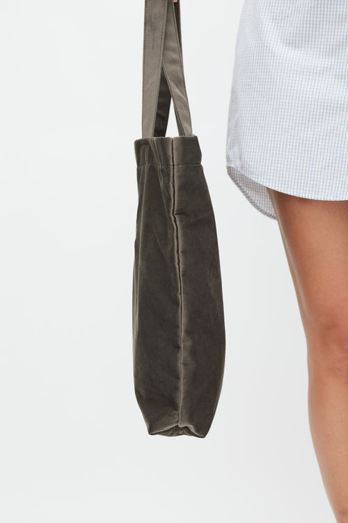 Max Mara Grey & Brown Velour Logo Tote