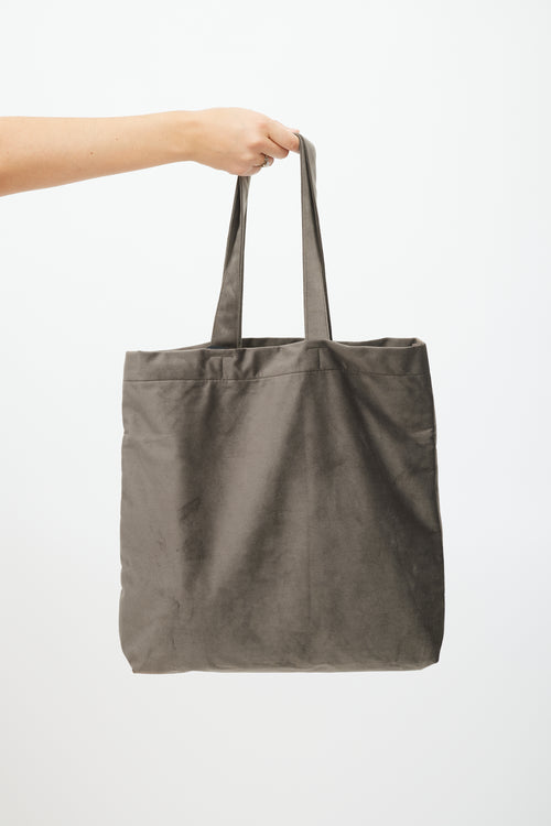 Max Mara Grey & Brown Velour Logo Tote