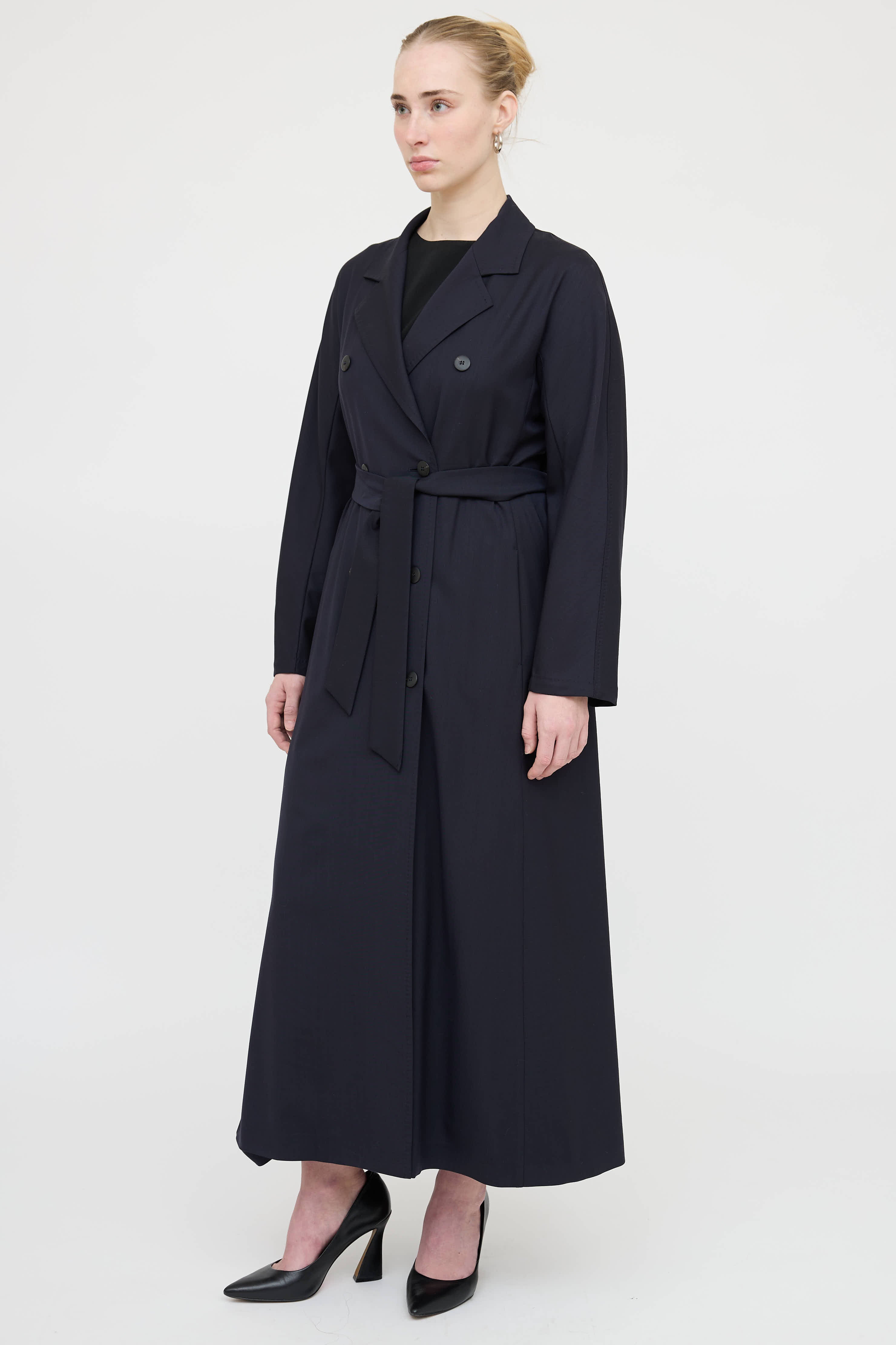 Max Mara Wool Double Breasted Trench Coat