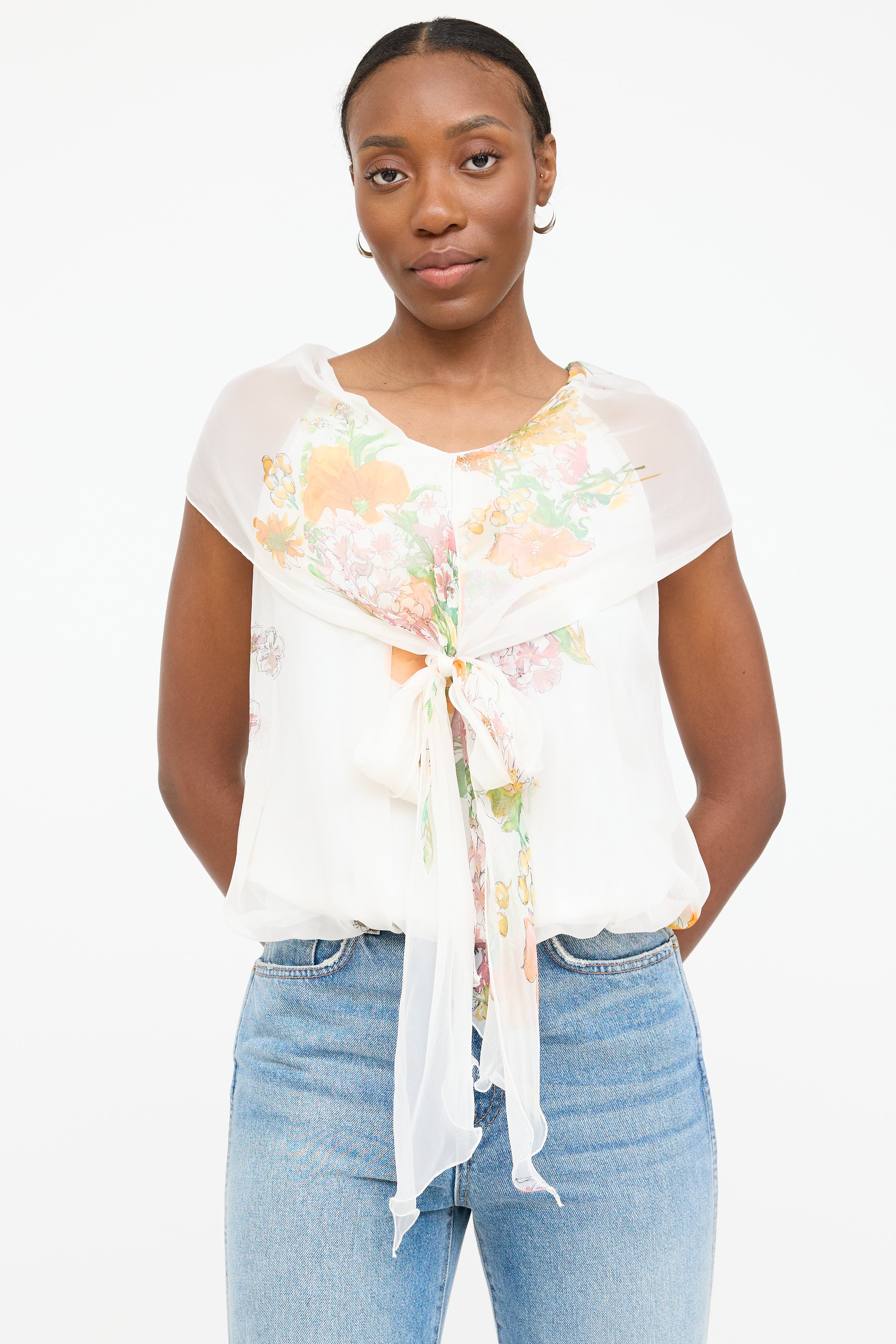Max Mara Silk Floral Layered Top