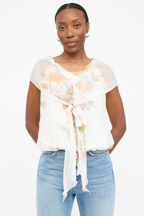 Max Mara Silk Floral Layered Top
