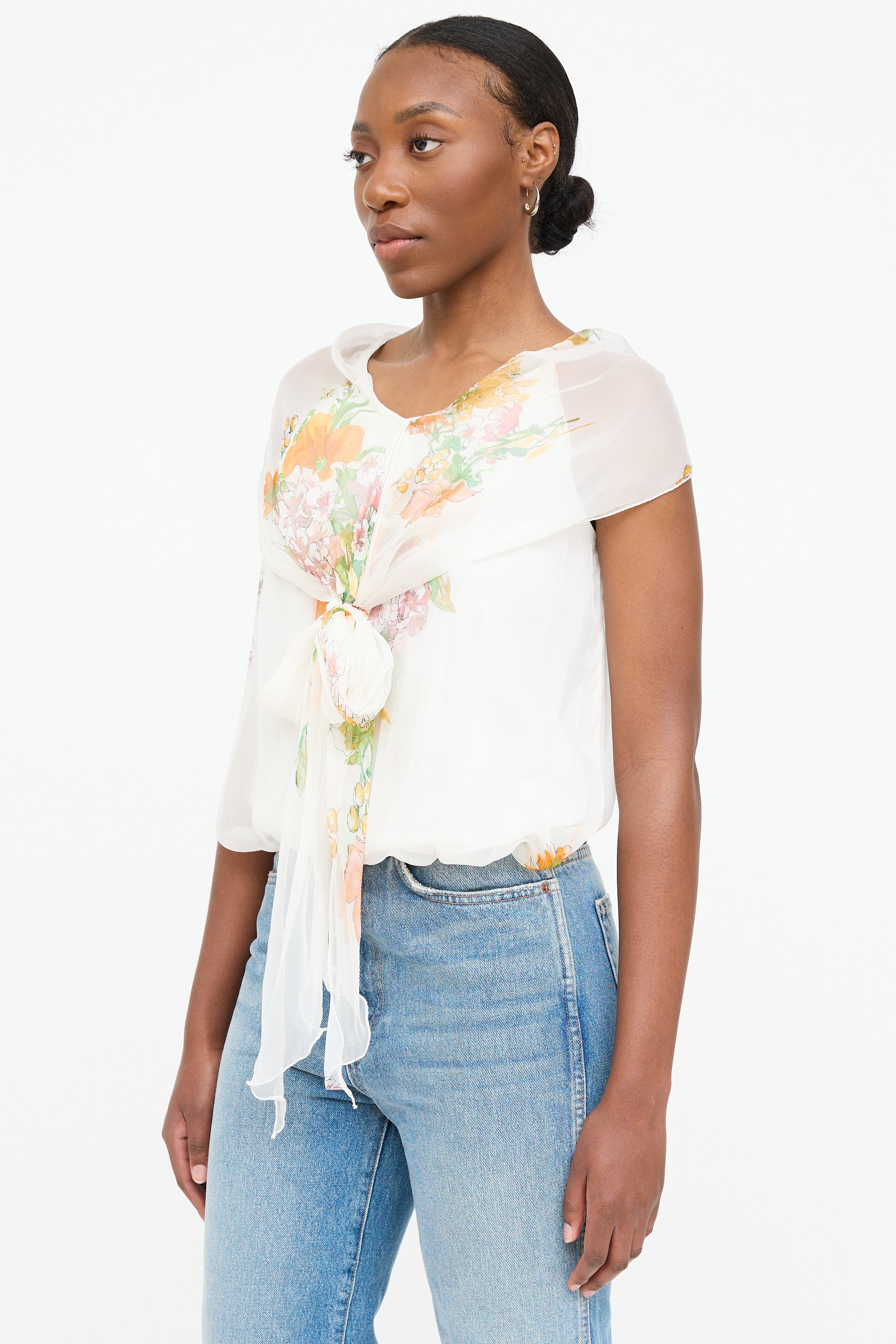 Max Mara Silk Floral Layered Top