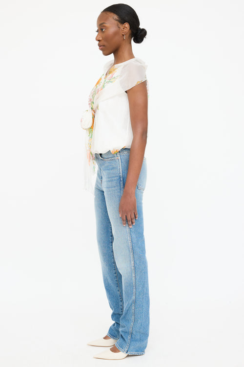 Max Mara Silk Floral Layered Top