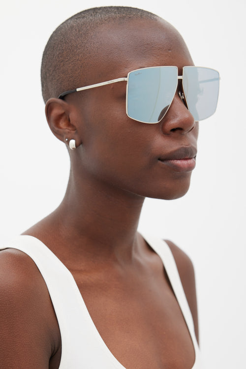 Max Mara Silver & Light Blue Angular MM0026 Lee Sunglasses