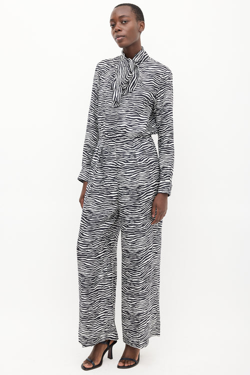 Max Mara White & Black Printed Darling Jumpsuit