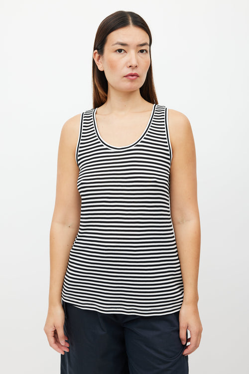 Max Mara White & Black Striped Tank