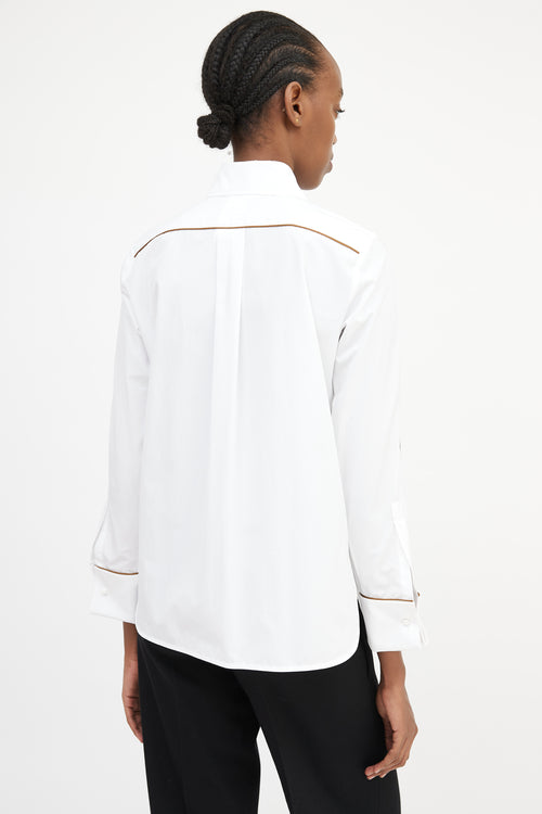 Max Mara White & Brown Trim Shirt