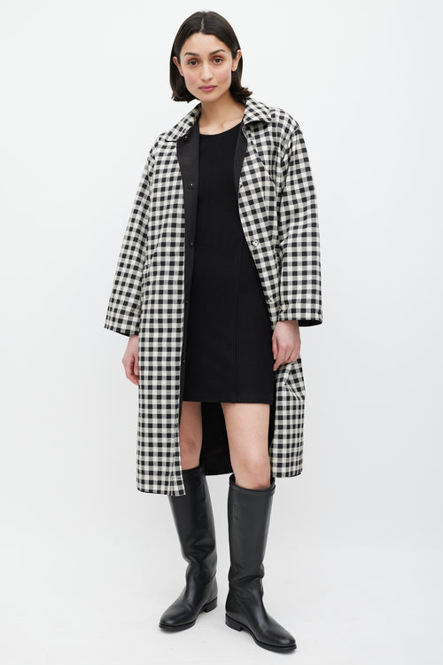 Max Mara Black & White Nylon Gingham Reversible Jacket