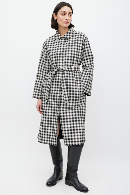 Max Mara Black & White Nylon Gingham Reversible Jacket