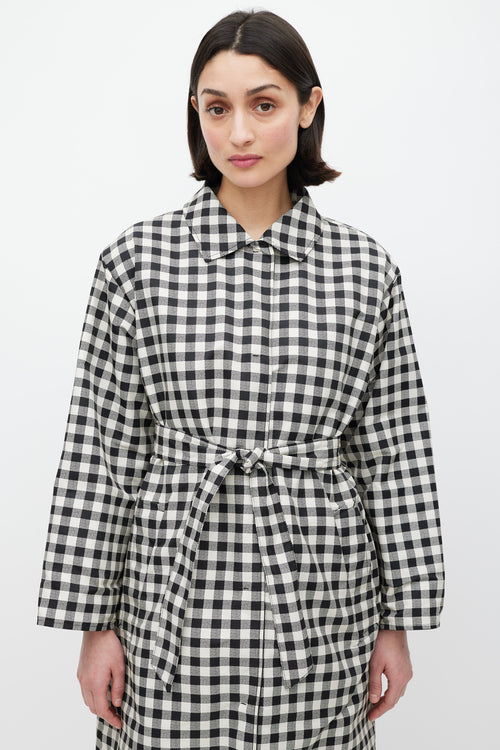 Max Mara Black & White Nylon Gingham Reversible Jacket