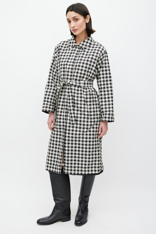 Max Mara Black & White Nylon Gingham Reversible Jacket