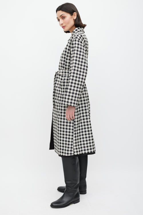 Max Mara Black & White Nylon Gingham Reversible Jacket