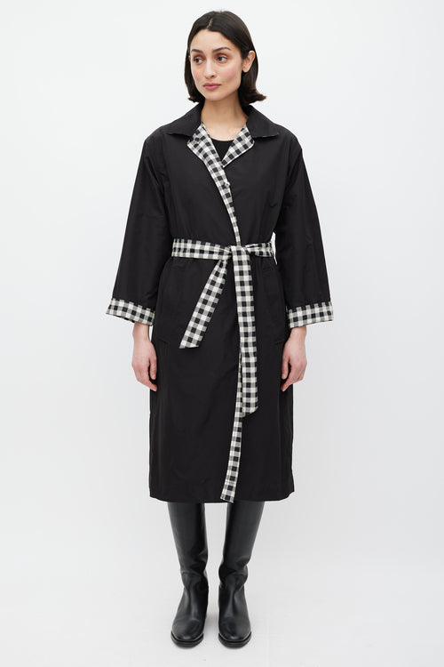 Max Mara Black & White Nylon Gingham Reversible Jacket