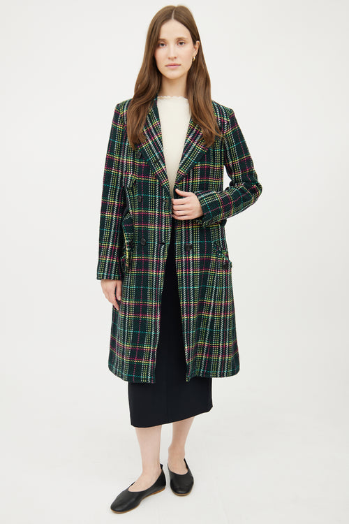 Max Mara Black Multi Colour Wool Coat