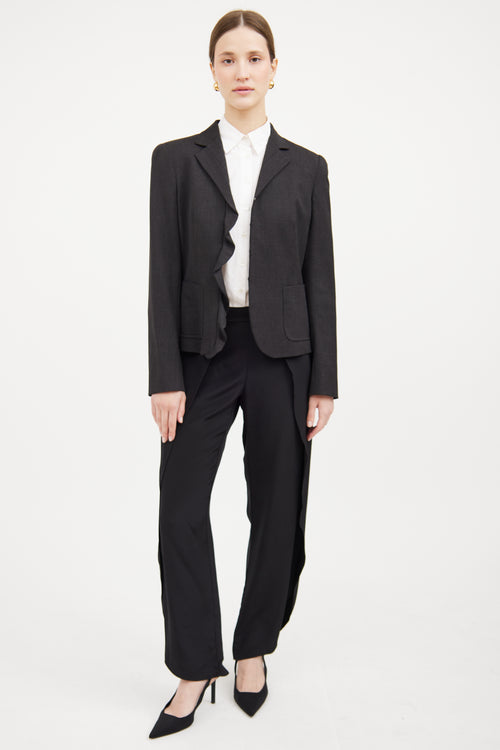 Button Ruffle Blazer