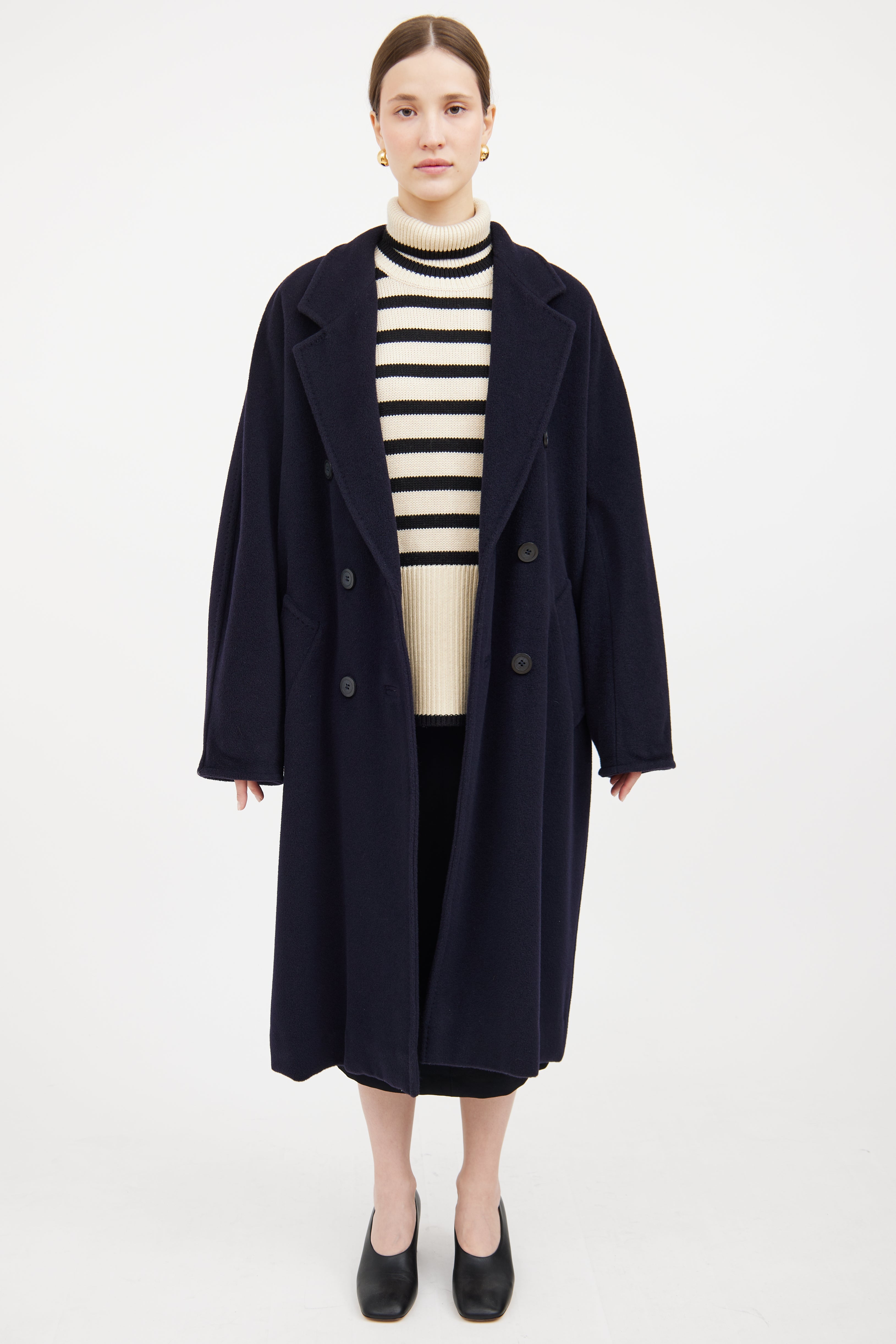 Navy  Double Breasted Coat