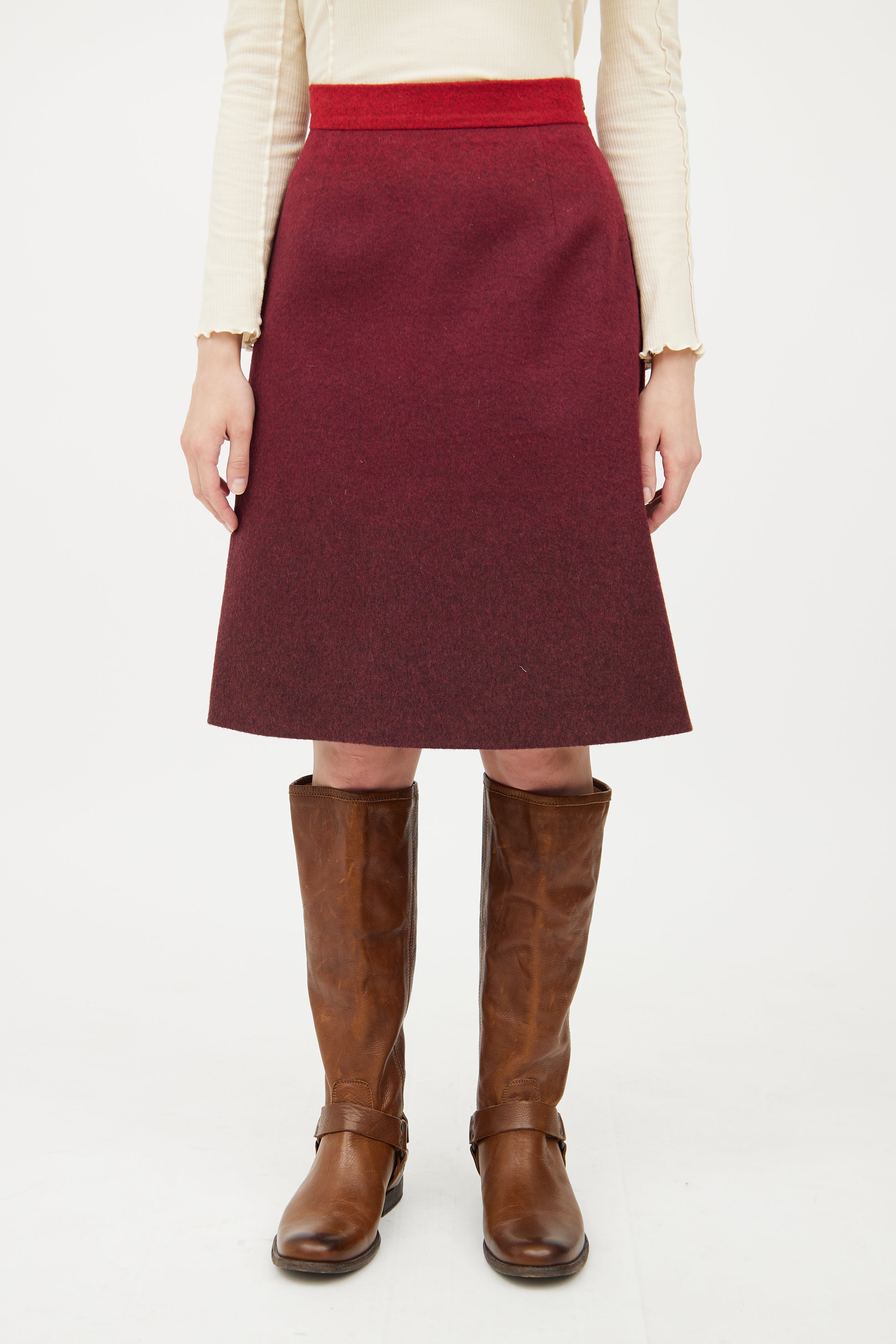Max Mara Red Midi Pencil Skirt