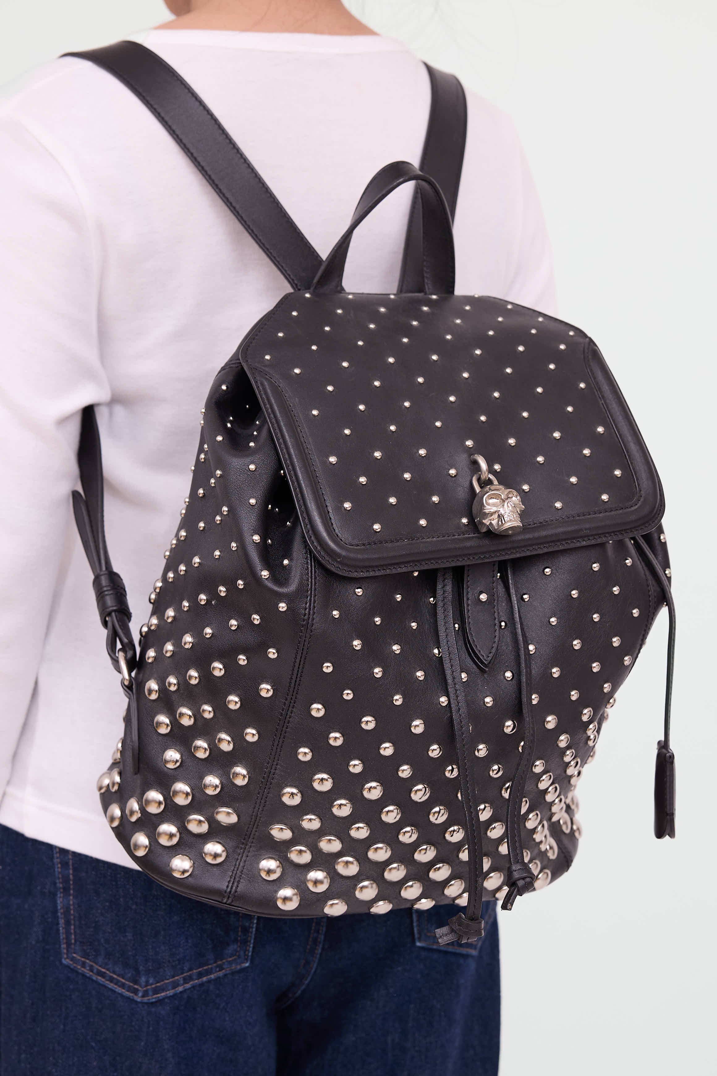 Leather Studded Skull Backpack
