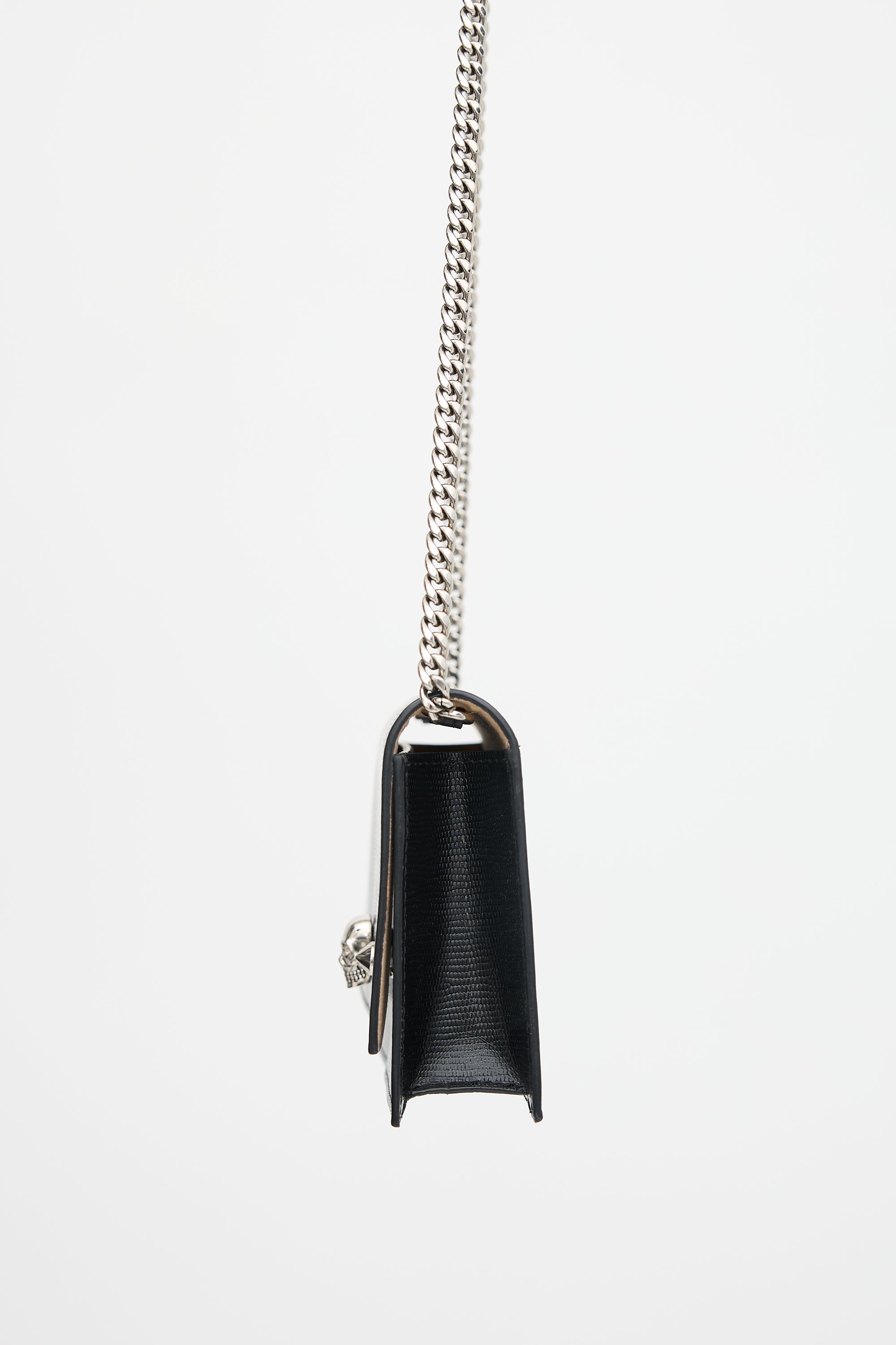 McQueen Leather Small Skull Chain Flap Bag