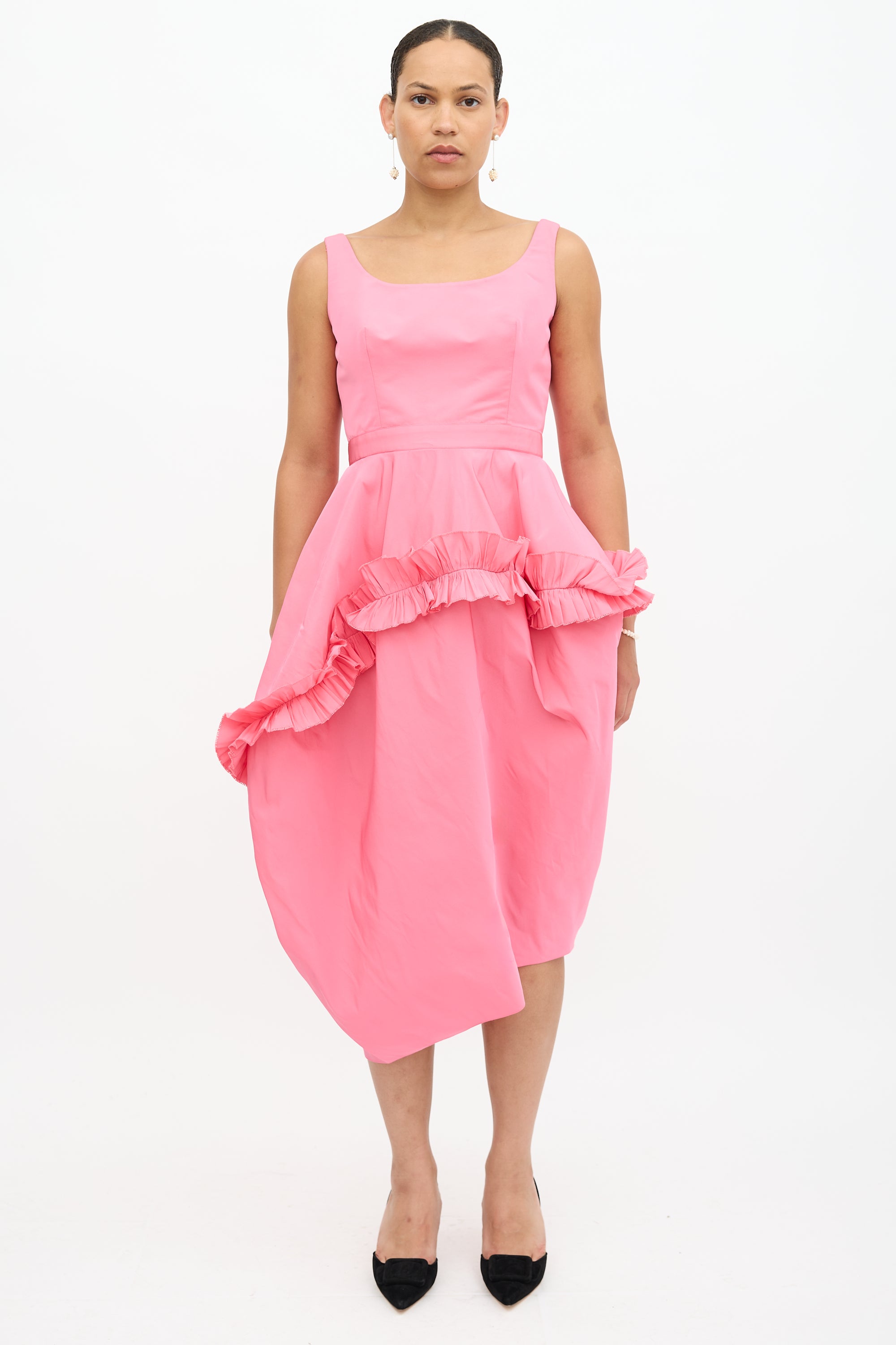 McQueen Polyfaille Ruffle Dress