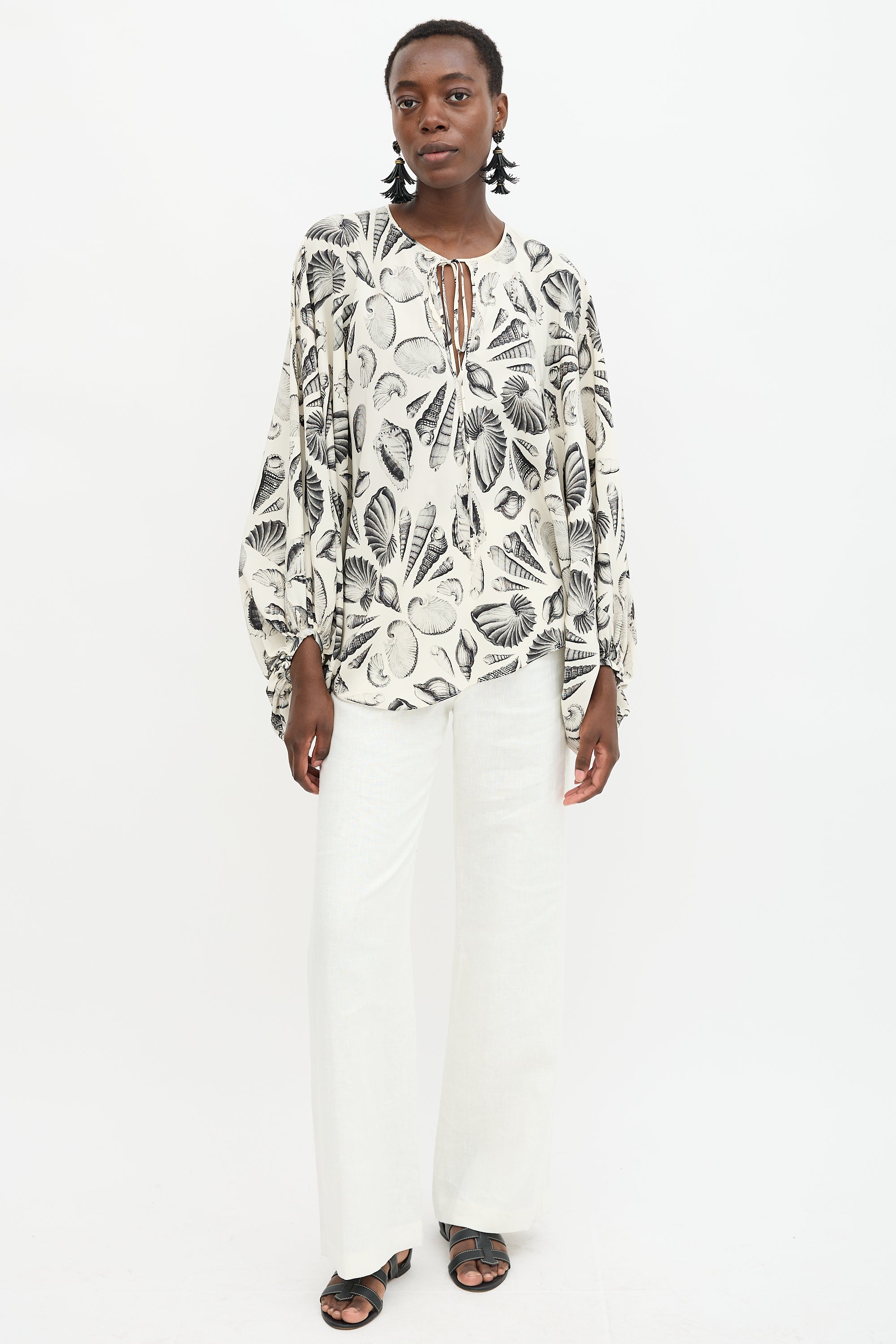 McQueen Silk Seashell Printed Blouse