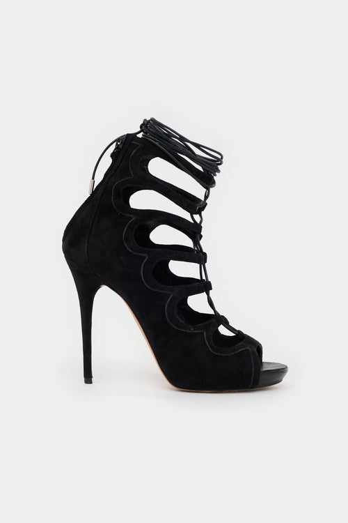 McQueen Suede Lace Up  Sandal